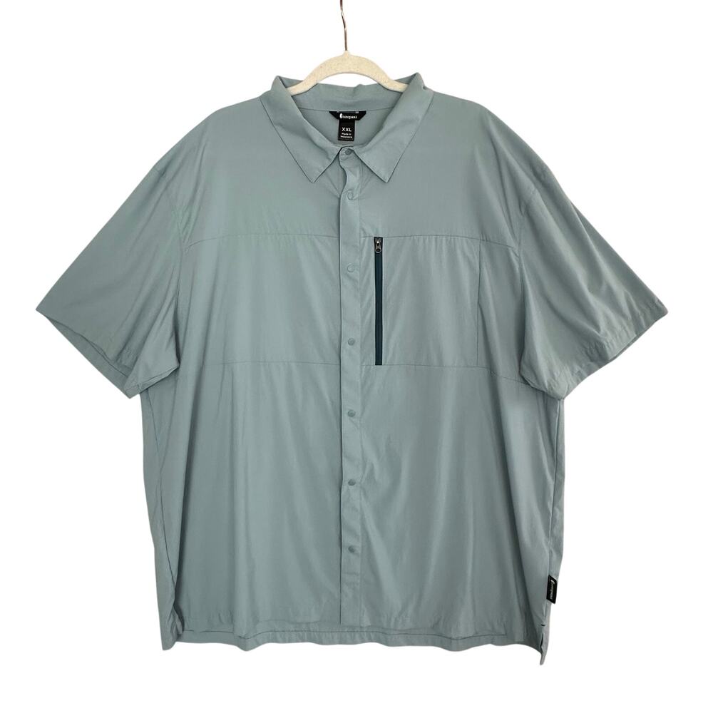 Cotopaxi Sumaco Short Sleeve Shirt Mens XXL Green Snap Front Zipper Pocket